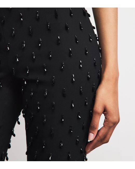 Carolina Herrera Black Stretch-Wool Embellished Cropped Camila Trousers