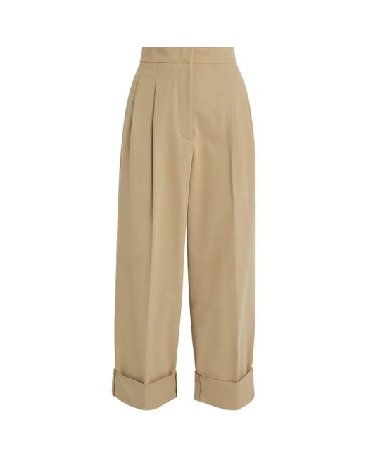 Weekend by Maxmara Natural Pleated Wide-Leg Tapered Trousers