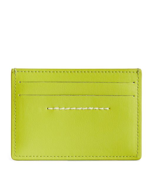 MM6 by Maison Martin Margiela Yellow Leather Numeric Card Holder for men