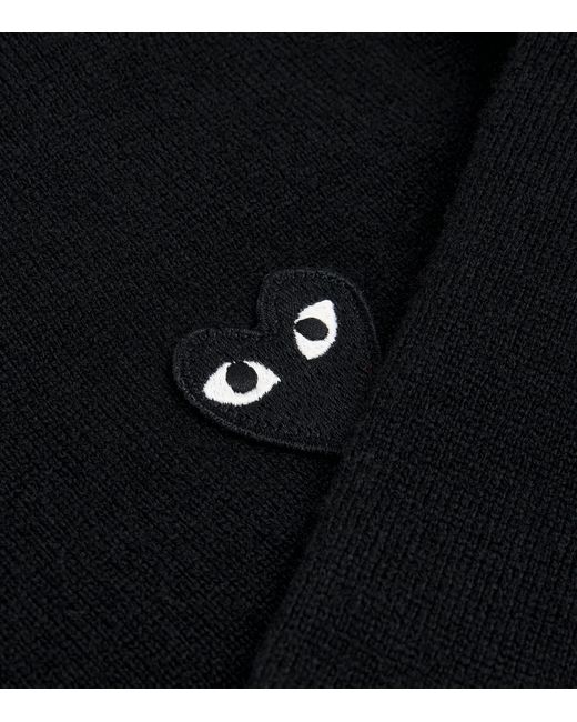 COMME DES GARÇONS PLAY Black Wool V-Neck Heart Sweater for men