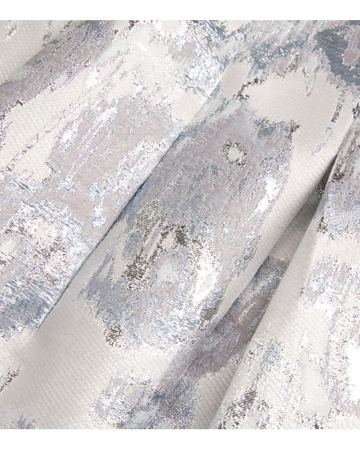 Huishan Zhang Gray Metallic Jacquard Kyle Midi Dress