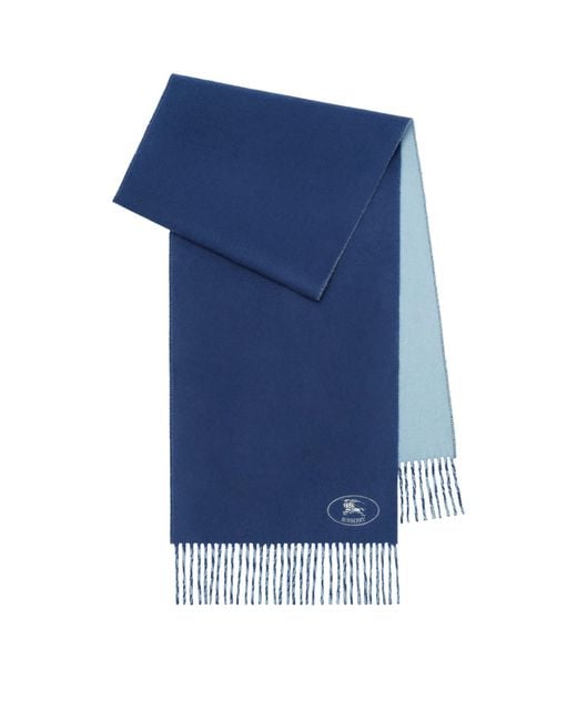 Burberry Blue Cashmere Reversible Knight Scarf