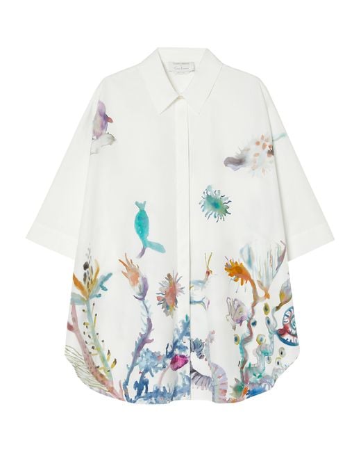 Marina Rinaldi White Cotton Printed Short-Sleeve Shirt