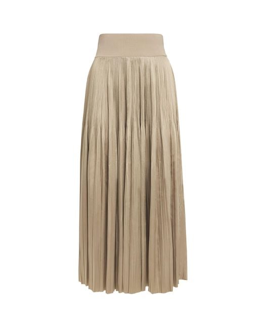 Joseph Natural Satin Pleated Rabat Midi Skirt