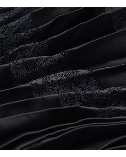 Claudie Pierlot Black Lace-Trim Pleated Maxi Skirt