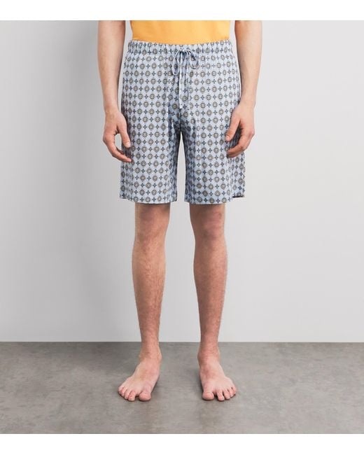 Hanro Blue Cotton Night & Day Shorts for men