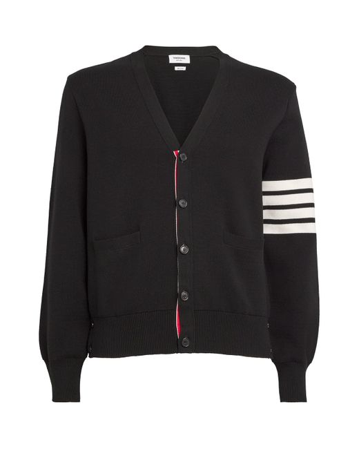 Thom Browne Black Milano-Stitch V-Neck Cardigan for men