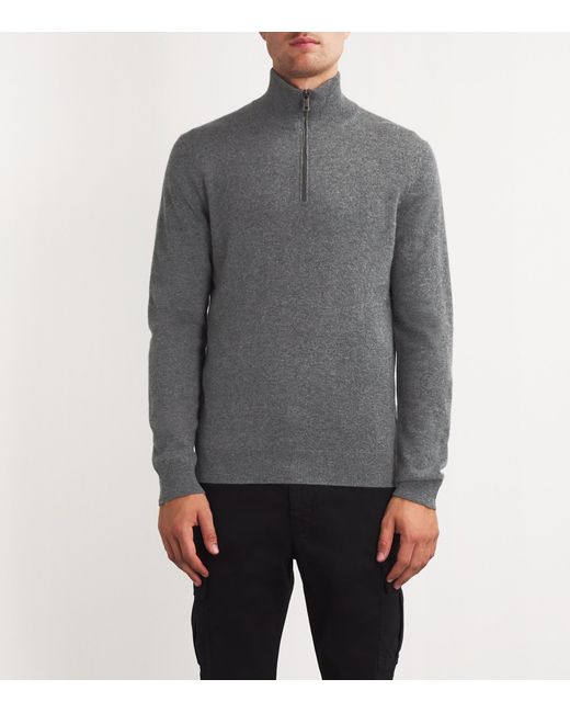 Falke Gray Cashmere Zipped Sweater for men
