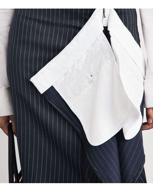 Late for Work Blue Striped Deconstructed Midi Skirt