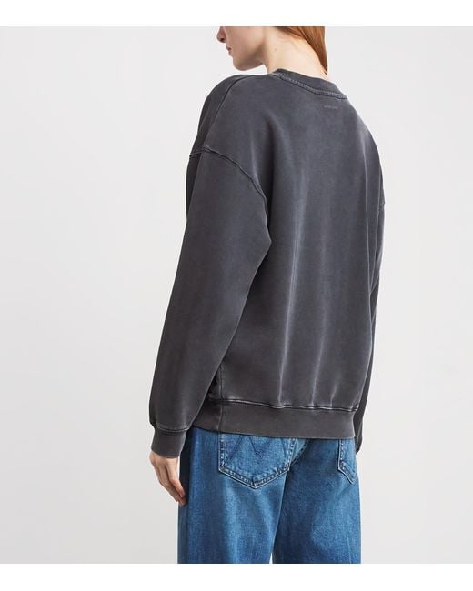Anine Bing Gray Leopard Print Spencer Sweatshirt