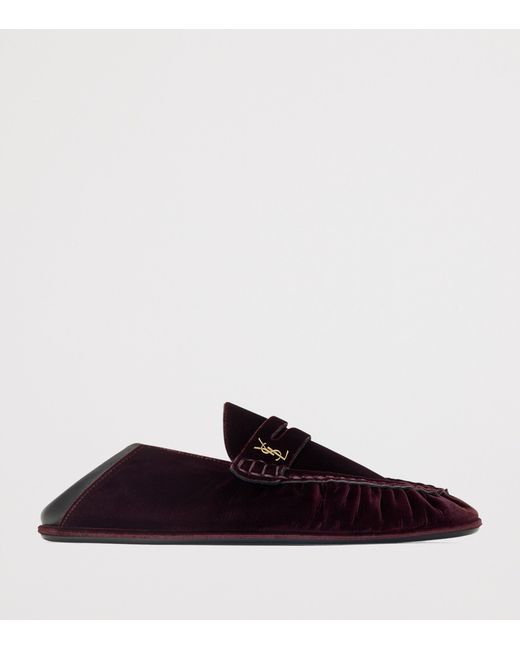 Saint Laurent Red Velvet Le Loafer Mules