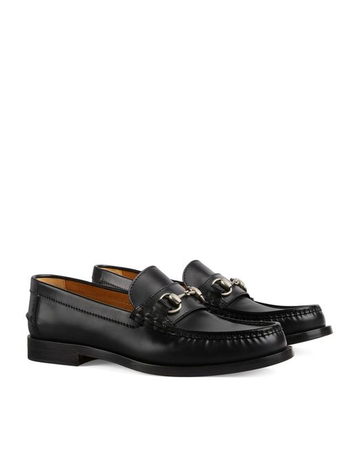 Gucci Black Leather Horsebit Loafers for men