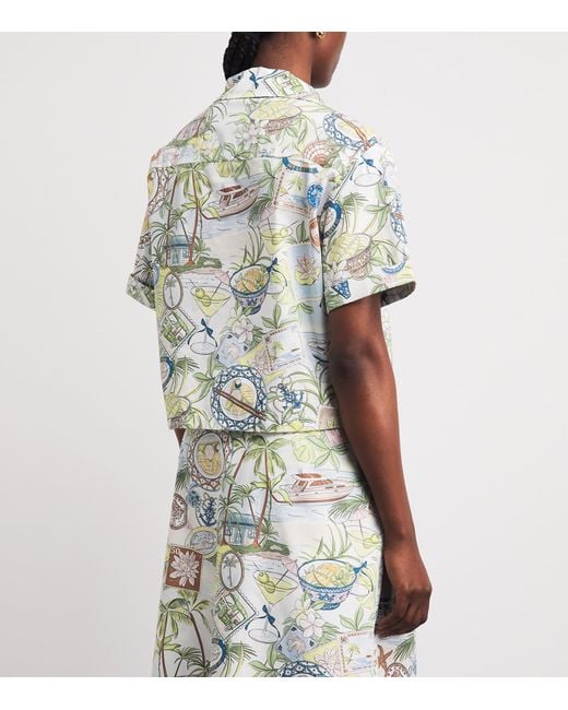 Maje Metallic Cotton Postcard Print Shirt