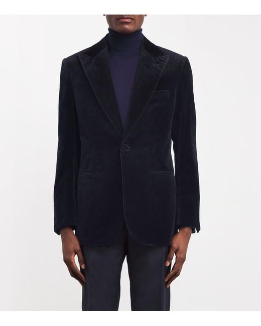 Brioni Blue Velvet Single-Breasted Blazer for men