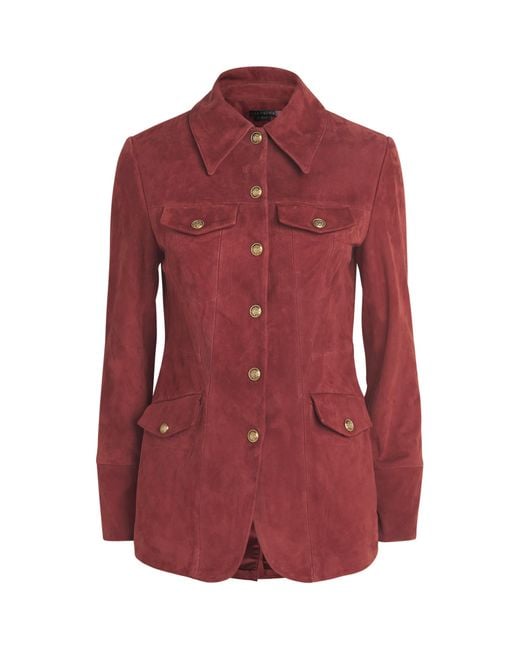 Alice + Olivia Red Dorothie Suede Utility Jacket