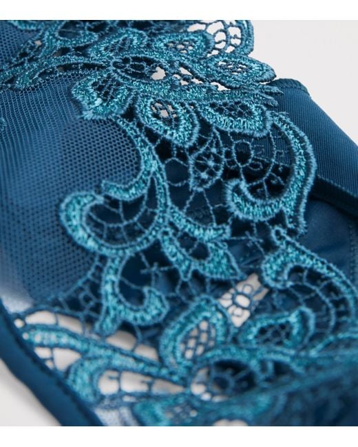 Simone Perele Blue Lace-Trim Saga Thong