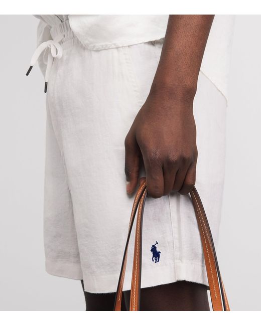Polo Ralph Lauren White Linen Prepster Shorts for men