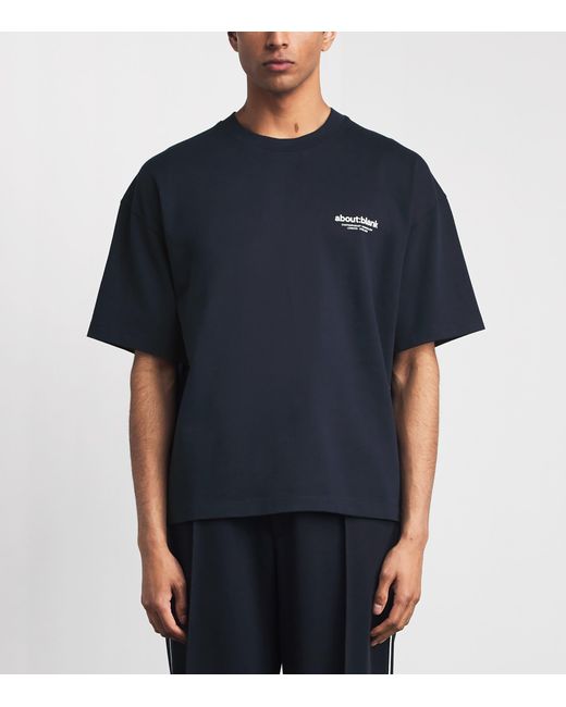 About Blank Blue Cotton Logo Boxy T-Shirt for men