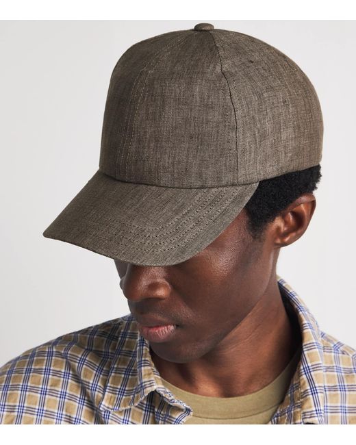 Sunspel Brown Linen Cap for men