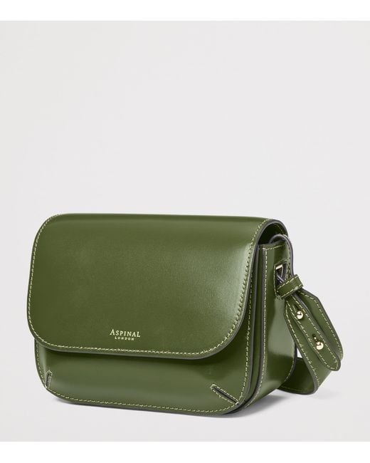 Aspinal Green Leather Ella Cross-Body Bag