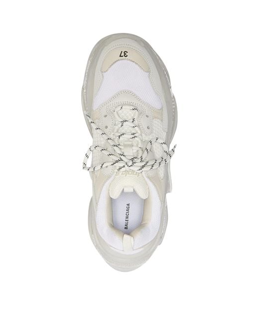 Balenciaga White Leather Triple S Sneakers