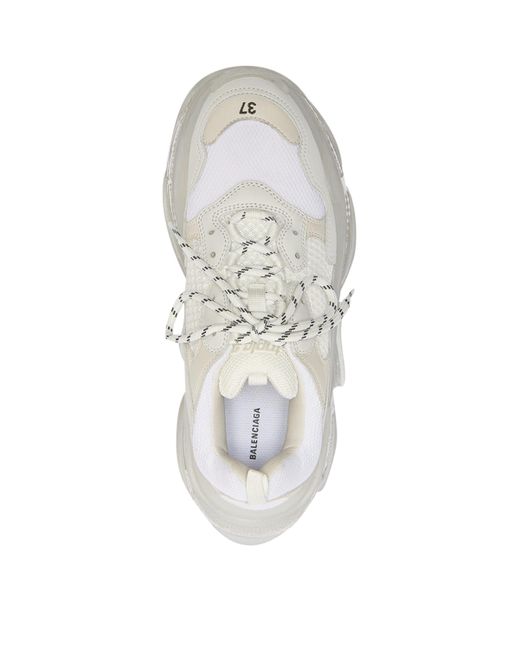 Balenciaga White Triple S Clear Sole Washed Sneakers