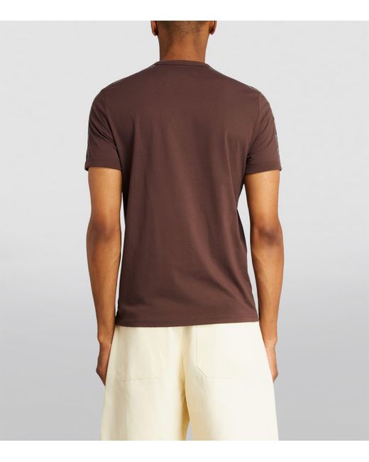 Fred Perry Brown Cotton Logo Tape T-Shirt for men