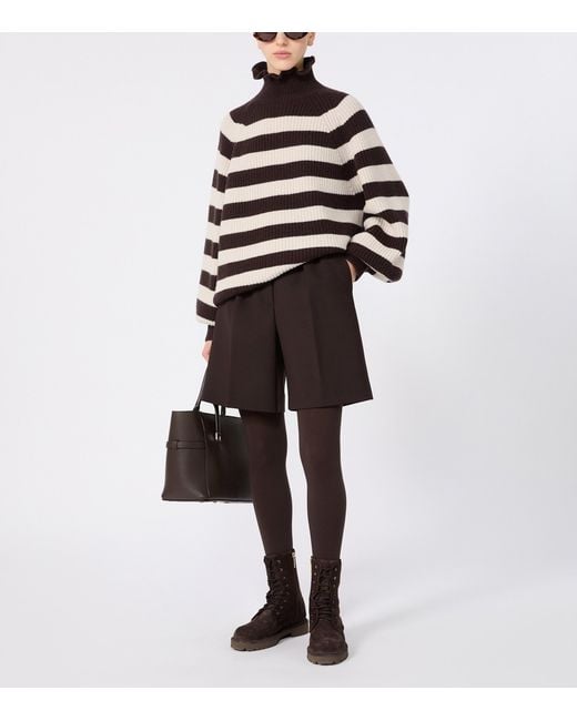 Max Mara Black Wool-Cashmere Stripe Sweater