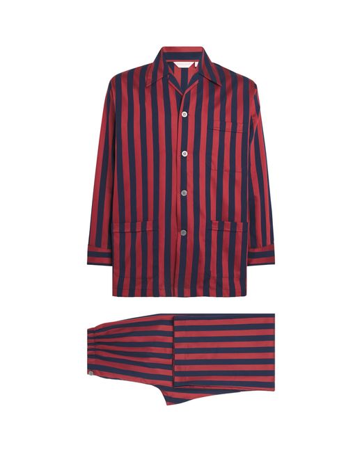 Derek Rose Purple Royal Cotton Stripe Pyjamas for men