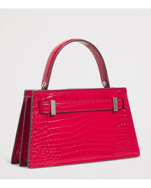 Tory Burch Pink Mini Croc Leather Lee Radziwill Top-Handle Bag