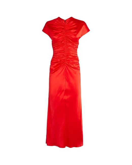 TOVE Red Silk Aubree Midi Dress