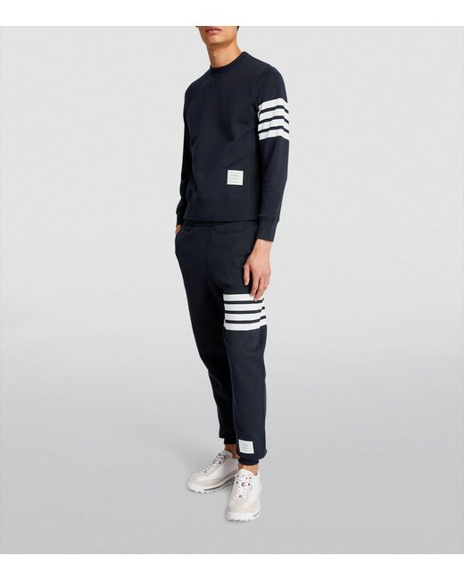 Thom Browne Blue Four-Stripe Sweatpants for men