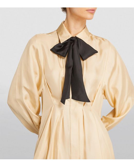 Zimmermann Natural Silk Draped Shirt Dress