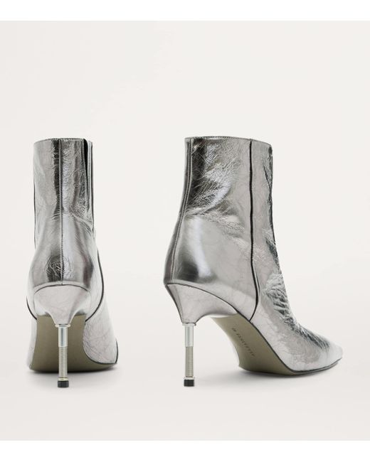 AllSaints Gray Metallic Leather Natasha Boot 52