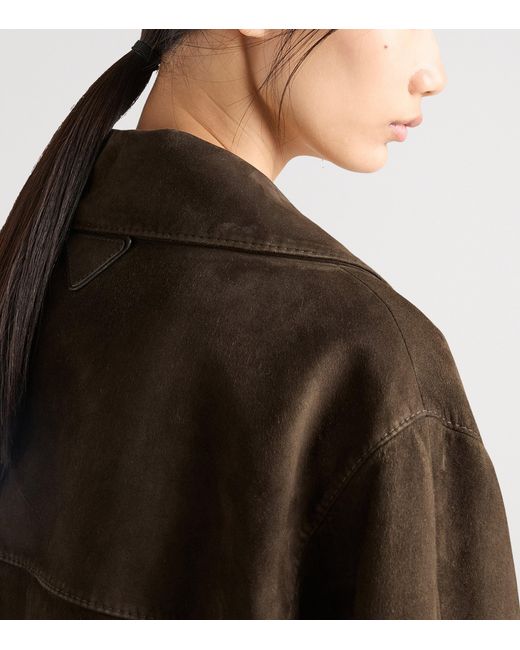 Prada Brown Lamb Suede Cropped Jacket