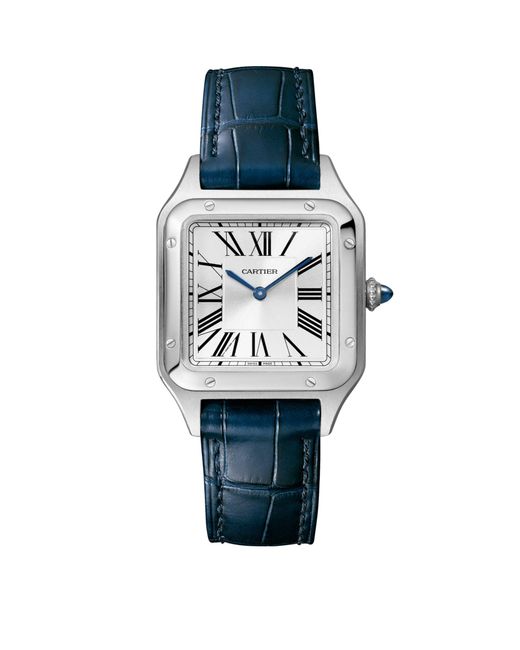 Cartier Blue Steel Santos-dumont Watch 27.5mm
