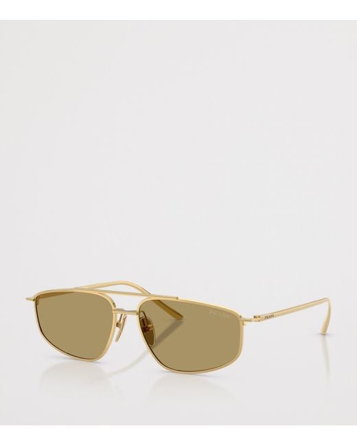 Prada Natural Metal Rectangular Sunglasses