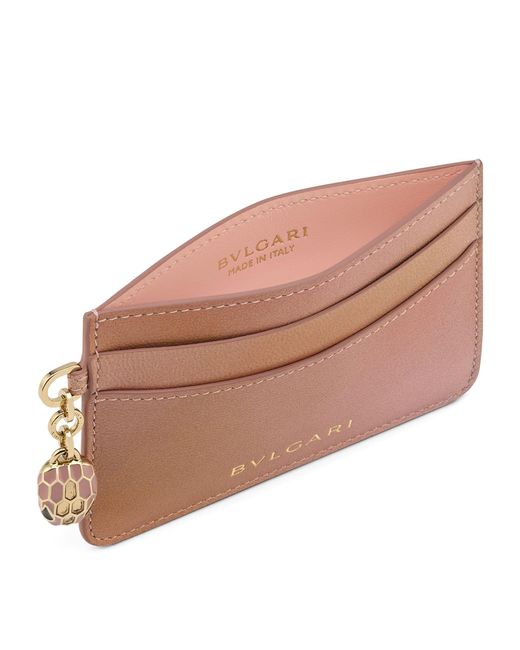 BVLGARI Pink Goat Leather Serpenti Forever Card Holder