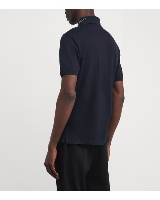 Emporio Armani Blue Cotton Piqué Signature Polo Shirt for men