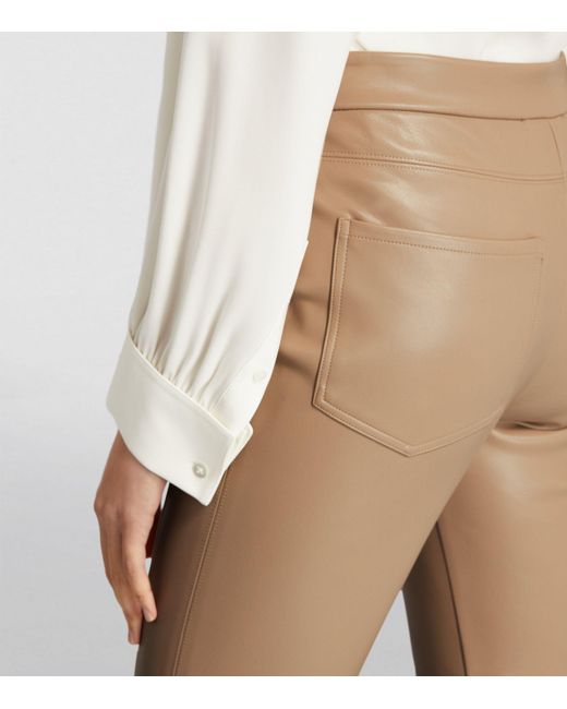 Max Mara Faux-leather Slim-leg Trousers in Natural | Lyst UK