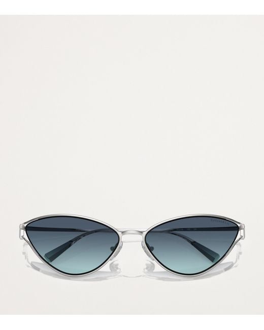 Tiffany & Co Blue Metal Cat Eye Sunglasses