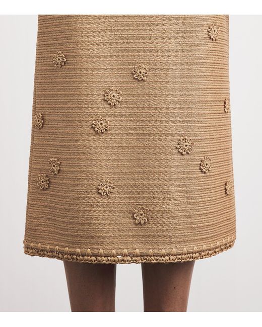 Lafayette 148 New York Natural Faux Raffia Embellished Midi Skirt