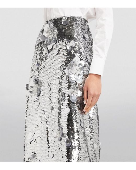 Carolina Herrera Metallic Sequin-embellished Midi Skirt