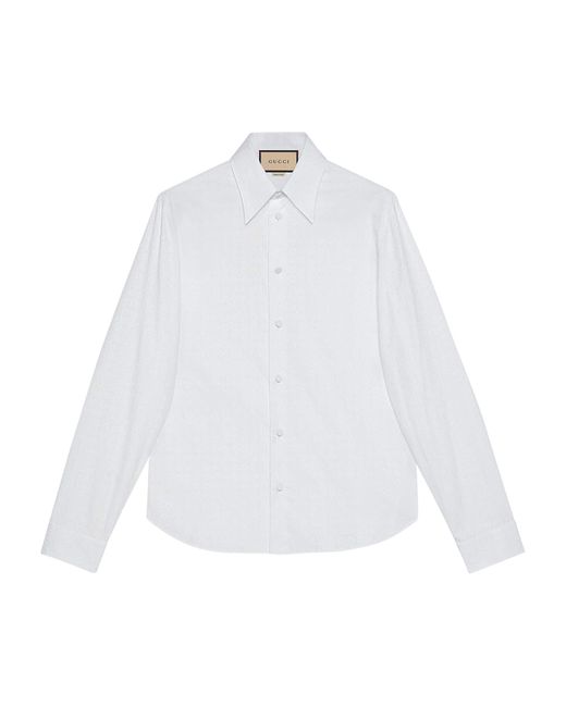 Gucci White Horsebit Jacquard Shirt for men