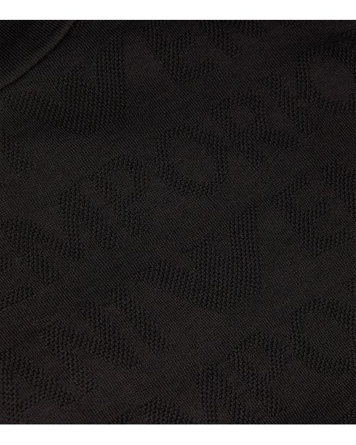 Emporio Armani Black Cotton Logo Jacquard T-Shirt for men