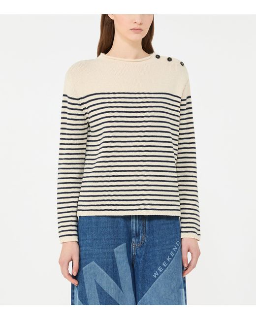 Weekend by Maxmara Black Cotton-Blend Stripe Sweater