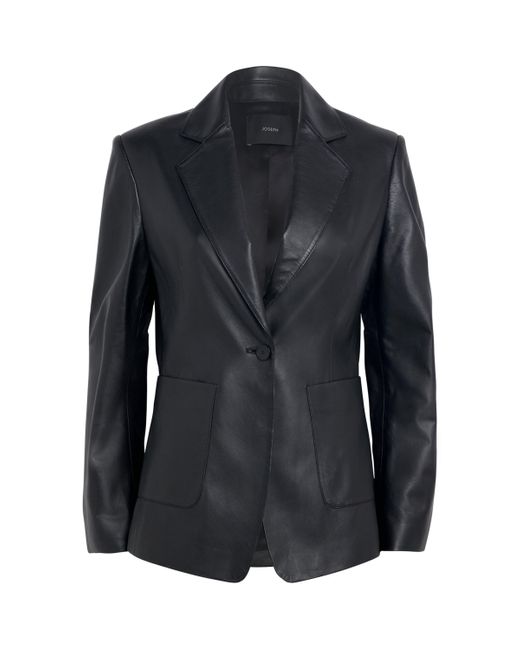 Joseph Black Leather Glenview Blazer
