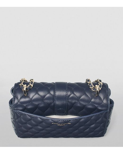 Aspinal Blue Leather Lottie Shoulder Bag