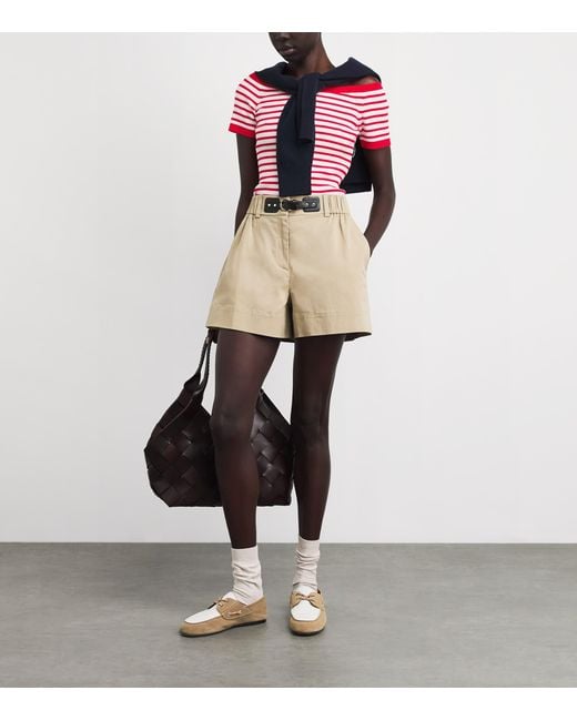 Maje Red Stripe Rib-Knit Top