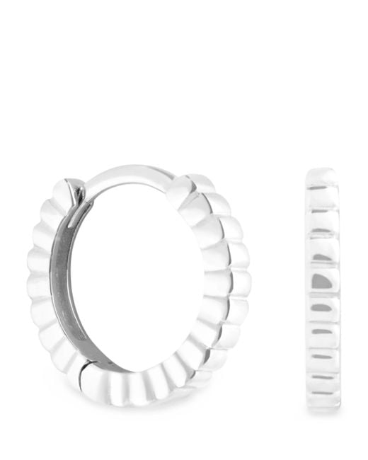 Astrid & Miyu White Ridged Huggie Hoop Earrings